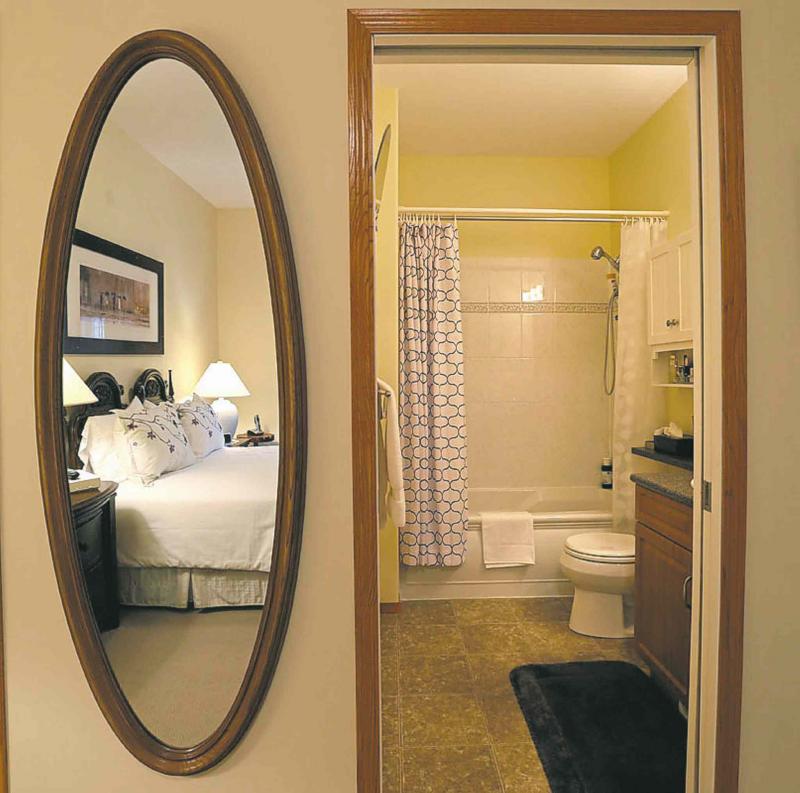 There is a total of three bathrooms, including a well-appointed master bath.