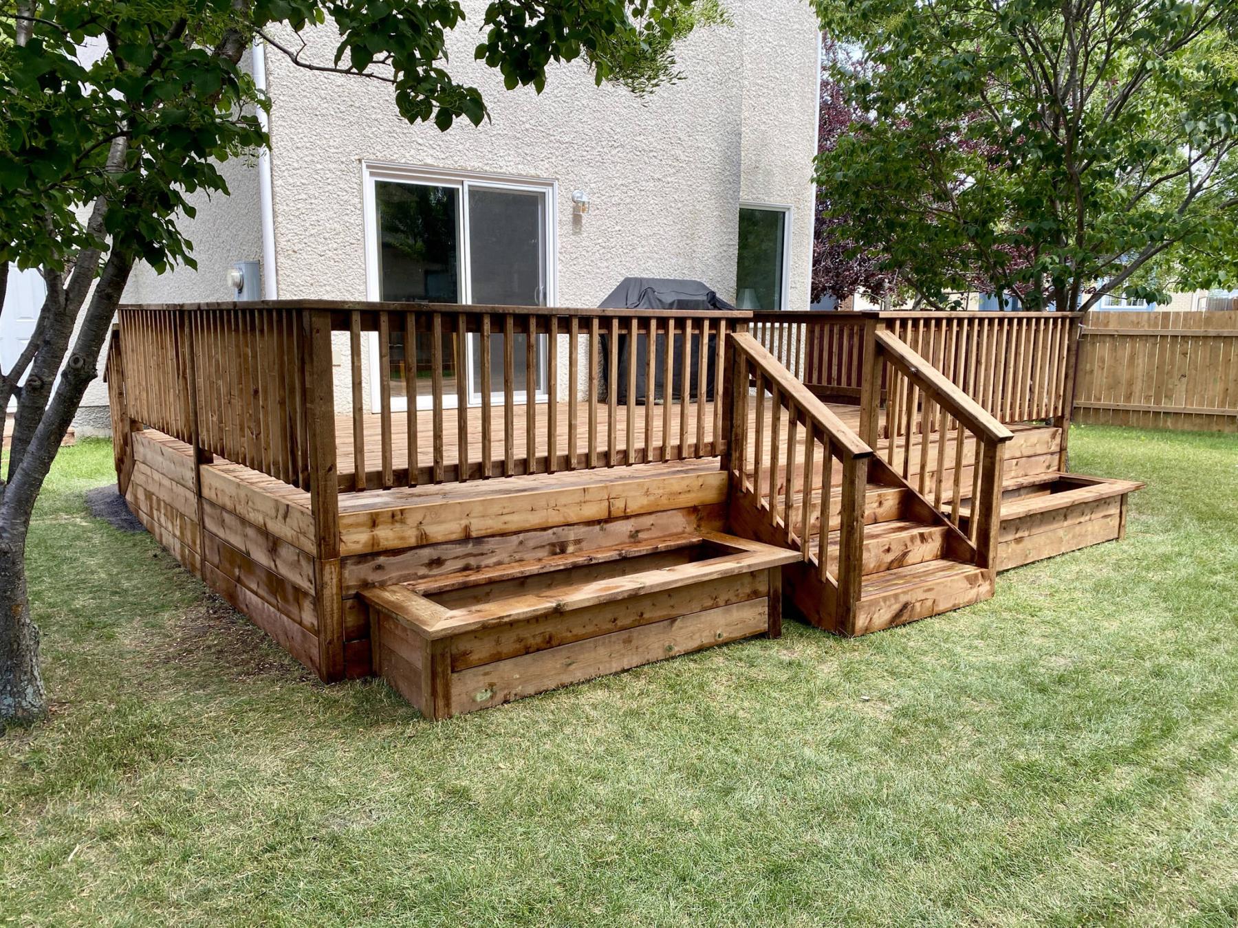  <p>PHOTOS by Marc LaBossiere / Winnipeg Free Press</p>
                                <p>An old rectangular deck was stripped down to the joists, and retopped with treated lumber.</p> 