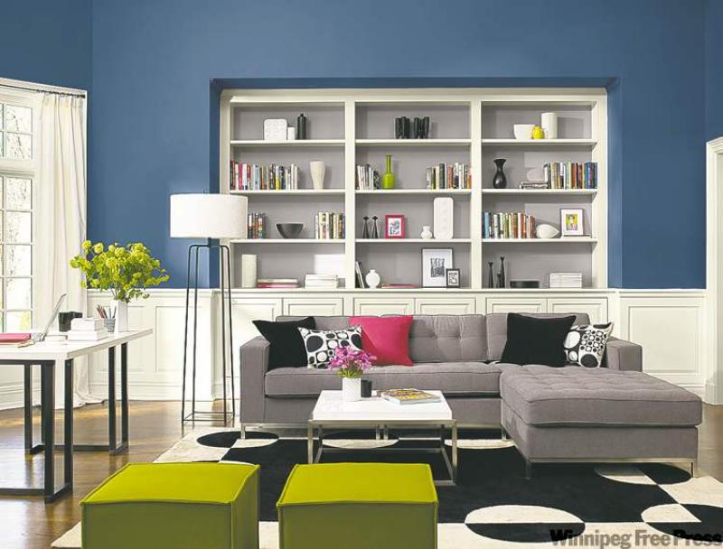 This family room is painted in Benjamin Moore's Lucerne AF 530 from the company's Envision 2011 colour forecast.