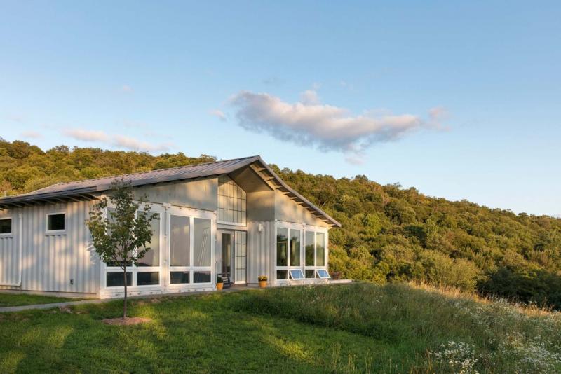 <p>Nils Schlebusch / The Associated Press</p><p>A container home designed and built by Steele House in Callicoon Center, N.Y. The company&rsquo;s founder, Tim Steele, says the containers&rsquo; strength and durability explain their appeal.</p>