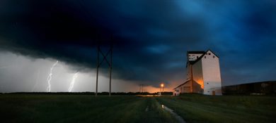 PHIL HOSSACK / WINNIPEG FREE PRESS 070619 LIGHTNING ILLUMINATES AN ABANDONED GRAIN ELEVATOR IN THE VILLAGE OF SANFORD ABOUT 10PM TUESDAY NIGHT AS A LINE OF THUNDERSTORMS PASSED NEAR WINNIPEG JUST TO THE NORTH OF THIS  SITE.