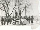 Winnipeg Free Press Archives Feb. 19, 1942 If Day - World War II - (18) Nazi Storm Troopers Demonstrate Invasion Tactics  Within the walls of Lower Fort Garry the Germans haul down the Union Jack ready to hoist the swastika flag in its place.  fparchive