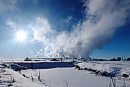 Steam billows ... 