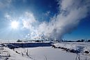 Steam billows ... 