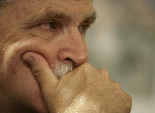 John Woods / Winnipeg Free Press / August 29 2006 - 060829 - Lieutenant - General Romeo Dallaire, ponders a reporter's question during an interview at Expanding The Dialogue, a workshop on child soldiers, which is being held at the University of Winnipeg Tuesday, Aug 29/06.