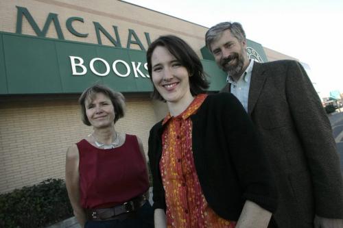 John Woods / Winnipeg Free Press / August 29 2006 - 060829 - (L to R) Tory,  Holly and Paul McNally photographed outside their Grant park bookstore Tuesday, Aug 29/06.   The McNally's will be celebrating the 25th Anniversary of their bookstore Sept 10/06.