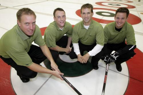 John Woods / Winnipeg Free Press / September 23, 2006 - 060923 - Jeff Stoughton with his new team (L to R) Steve Gould, Ryan Fry, and Rob Fowler photographed at Fort Rouge Curling Club Saturday, September 23/06.