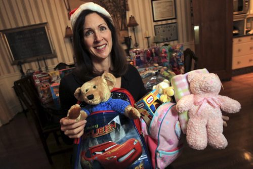 MIKE.DEAL@FREEPRESS.MB.CA 101203 - Friday, December 03, 2010 - Jeffifer Fast from Birthday Buddies a charity that she runs out of her home. She provides birthday giftpacks for children living in second stage housing for abused women. See Kirbyson story. MIKE DEAL / WINNIPEG FREE PRESS