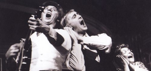 Len Andree, Len Cariou, and Pat Armstrong in Trapped, Children's Theatre, 1961-62 - photo by J. Coleman Fletcher winnipeg  - from Manitoba Theatre Centre book
