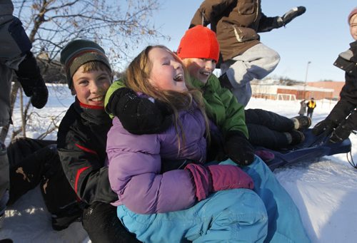 Ruth Bonneville Winnipeg Free Press Dec 08 , 2010 2017 Project - Windsor School grade six students are in the midst of their middle years learning about electricity, becoming a patrol, fitness tests, getting braces, taking band class and becoming the king of the snow hill on the school grounds.  The grade six class  left - Liam, Sarah and Hailey enjoy being king of the hill playing games and sliding during second recess which is new for them this year.