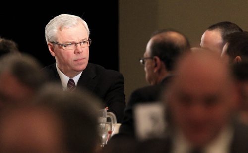 MIKE.DEAL@FREEPRESS.MB.CA 101214 - Tuesday, December 14, 2010 - Manitoba Premier Greg Selinger's state of the province address to the Winnipeg Chamber of Commerce. MIKE DEAL / WINNIPEG FREE PRESS