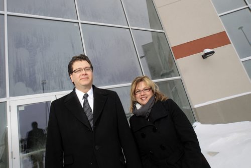 MIKE.DEAL@FREEPRESS.MB.CA 101222 - Wednesday, December 22, 2010 - (l-r) Martin McGarry, president of DTZ Barnicke, and Gail Auriti, sales and leasing associate at DTZ Barnicke, outside the property on Lorimer Blvd. See Murray McNeill story MIKE DEAL / WINNIPEG FREE PRESS