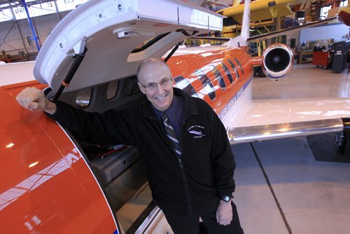 MIKE.DEAL@FREEPRESS.MB.CA 101222 - Wednesday, December 22, 2010 - Rick Sellwood, Chief Flight Nurse, with Lifeflight Air Ambulance and the Cessna Citation 560 Air Ambulance in the hangar at 900 Ferry Road. See Jen Skerritt story MIKE DEAL / WINNIPEG FREE PRESS