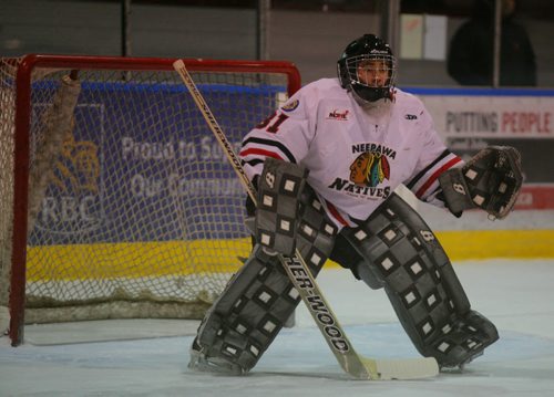 Brandon Sun Neepawa Natives goaltender Riley Feser for feature. (Bruce Bumstead/Brandon Sun)