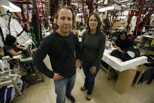 January 5, 2011 - 110105  - Chuck Barbee, president of Engineered Apparel and production manager Beth Garbutton oversee production at their Winnipeg plant on Wednesday, January 5, 2011.   Engineered Apparel has been bought by Canada Goose clothing. John Woods / Winnipeg Free Press