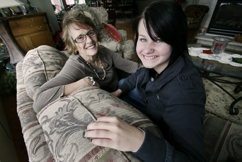 January 07, 2011 - 110107  -  Wilma Barkman and her fifteen year old granddaughter Tasiya pose for photographs in Wilma's Kleefeld home Friday January 07, 2011. The pair were in Haiti doing volunteer work when the earthquake hit last year. John Woods / Winnipeg Free Press