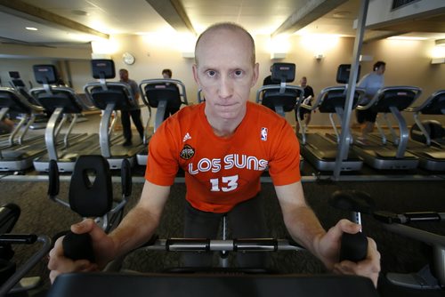 January 13, 2011 - 110113  -  Darren Brereton, Director of Fitness Program at the Wellness Institute at Seven Oaks General Hospital works out on a stationary bike at the institute Thursday, January 13, 2011. John Woods / Winnipeg Free Press