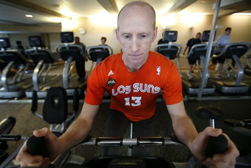 January 13, 2011 - 110113  -  Darren Brereton, Director of Fitness Program at the Wellness Institute at Seven Oaks General Hospital works out on a stationary bike at the institute Thursday, January 13, 2011. John Woods / Winnipeg Free Press