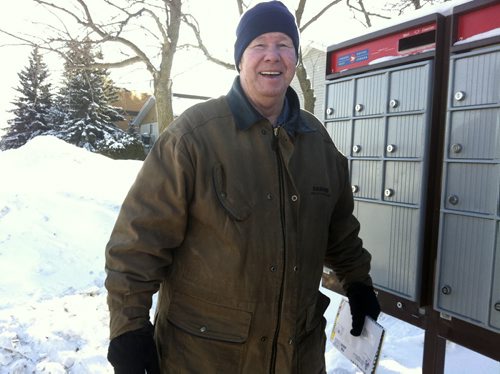 MIKE.DEAL@FREEPRESS.MB.CA 110119 - Wednesday, January 19, 2011 - Frank Rempel lives in an apartment complex across the street from the Steinbach Regional Secondary School which has built a "smoking hut" that sits on school property for students and faculty to use. See Sandy Klowak story MIKE DEAL / WINNIPEG FREE PRESS