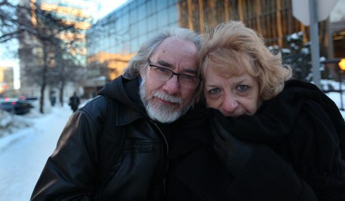 Ruth Bonneville Winnipeg Free Press Jan 20, 2011 Local - Cliff and WIlma Derksen leave law courts building Thursday afternoon after a high-profile trial began Thursday into the "cold case" killing of their daughter Candace Derksen in 1984. / Mark Grant