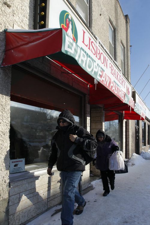 Winnipeg, Manitoba - January 22, 2011 - People leave the Lisbon Bakery on Sargent Avenue Saturday, January 22, 2011.  (John Woods/Winnipeg Free Press)