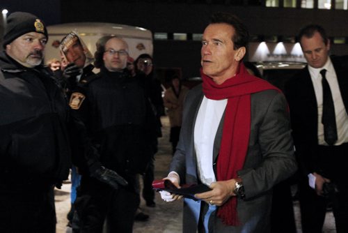 January 25, 2011 - 110125  -  Arnold Schwarzenegger, former governor of California and actor, arrives at the Fairmont in Winnipeg Tuesday, January 25, 2011.    John Woods / Winnipeg Free Press