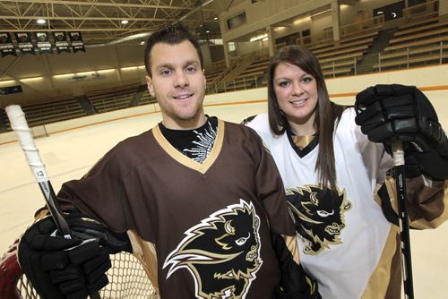 MIKE.DEAL@FREEPRESS.MB.CA 110201 - Tuesday, February 01, 2011 - Wes and Michelle Pawluk both play for respective Bisons hockey teams. The last time they played for the same hockey program in the same age group was when Wes was seven and Michelle was four. See Ashley Prest's story. MIKE DEAL / WINNIPEG FREE PRESS