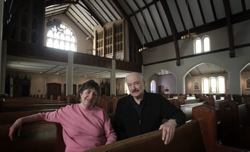 MIKE.DEAL@FREEPRESS.MB.CA 110223 - Wednesday, February 23, 2011 - Nicola Schaefer (left) and Richard Lebrun teach a catholics coming home course at St. Ignatius RC Church on Stafford for people alienated by the church or who have left and are considering returning. see Brenda Suderman story MIKE DEAL / WINNIPEG FREE PRESS