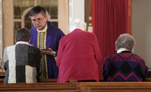MIKE.DEAL@FREEPRESS.MB.CA 110309 - Wednesday, March 09, 2011 - Rev. Canon Murray Still conducts an Ash Wednesday service marking the beginning of the Christian season of Lent, the six weeks before Easter. See Brenda Suderman story. MIKE DEAL / WINNIPEG FREE PRESS