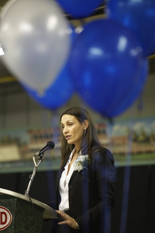 Winnipeg, Manitoba - 110310 - Susan Auch, former speedskater, who beat out David Harper for the PC nomination for the constituency of Assiniboia speaks at a nomination meeting at Assiniboia Downs in Winnipeg Thursday, March 10, 2011. (John Woods/Winnipeg Free Press)