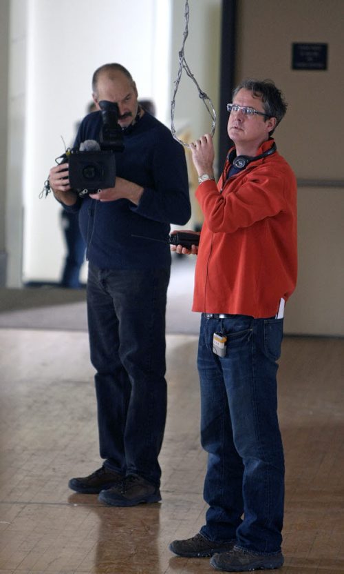 TREVOR HAGAN / WINNIPEG FREE PRESS - Director, Declan O'Brien, right, prepares the noose for an actress during filming on the set of Wrong Turn 4. The horror flick is being shot at the former Brandon Mental Health Institute in Brandon, Manitoba. 11-03-07