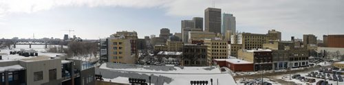 TREVOR HAGAN / WINNIPEG FREE PRESS - Panorama from inside 340 Waterfront Drive facing south. 5 images stitched together in CS4. 11-03-15