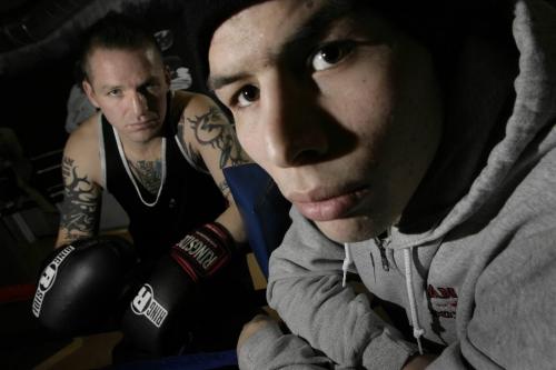 John Woods / Winnipeg Free Press / October 27, 2006 - 061027 - Pan Am boxers Roland Vandal (L) and Kelly Page were considered youth at risk and have turned their lives around through boxing.  Vandal and Page were photographed at Pan Am Boxing Club Friday Oct 27/06.