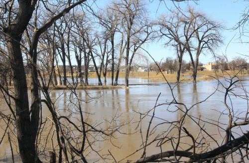 JOE.BRYKSA@FREEPRESS.MB.CACrookston, Minnesota- ( See Bart's  story )- The Red Lake river in Crookston, Minnesota Monday.- Several  flood prone homes  along this river were expropriated to make way for a  permanent flood protection--JOE BRYKSA/WINNIPEG FREE PRESS- Apr 11, 2011