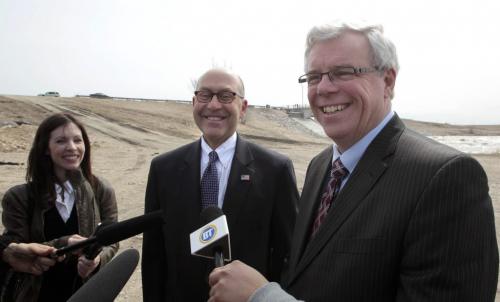 MIKE.DEAL@FREEPRESS.MB.CA 110427 - Wednesday, April 27, 2011 - U.S. Ambassador David Jacobson and Premier Greg Selinger took an aerial tour of the swollen Red River south of Winnipeg on Wednesday. See Jen Skerritt story. MIKE DEAL / WINNIPEG FREE PRESS