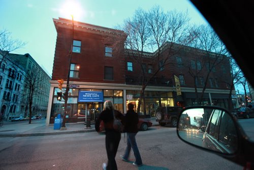 Ruth Bonneville WInnipeg Free Press April 27, 2011 Local,  Outside shots of The Winnipeg Free Press News Cafe on  McDermot Ave.