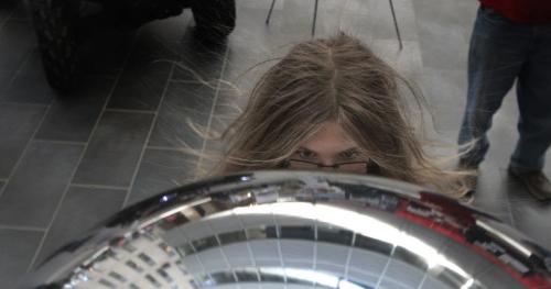 MIKE.DEAL@FREEPRESS.MB.CA 110507 - Saturday, May 07, 2011 -  Margaret Gehman, 13, checks out a hair raising display at the Science Rendezvous festival at the UofM Fort Garry campus. The festival is held across Canada to promote science culture and literacy. MIKE DEAL / WINNIPEG FREE PRESS