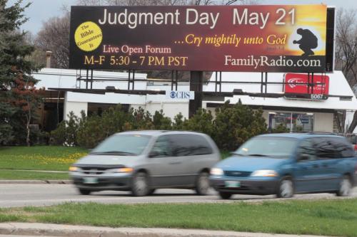 MIKE.DEAL@FREEPRESS.MB.CA  Judgement Day on May 21. Billboard at Grant and Pembina Online radio station? FamilyRadio.com Mike Deal / Winnipeg Free Press