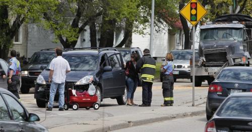 BORIS.MINKEVICH@FREEPRESS.MB.CA   BORIS MINKEVICH / WINNIPEG FREE PRESS 110530 A scene of a MVC on outhbound route 90 just north of Corydon. Contact police to get official details.