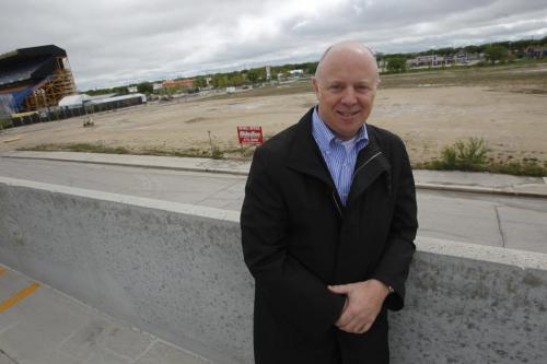 BORIS.MINKEVICH@FREEPRESS.MB.CA   BORIS MINKEVICH / WINNIPEG FREE PRESS 110531 President and CEO of Western Financial Insurance Randy Valpy poses for a photo with the property where the old arena was. They are going to be there after they build a building for the company.