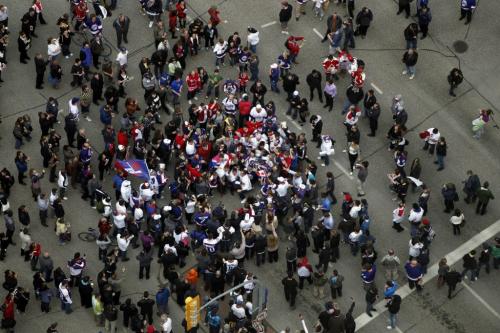 BORIS.MINKEVICH@FREEPRESS.MB.CA   BORIS MINKEVICH / WINNIPEG FREE PRESS 110531 Portage and Main. NHL Hockey coming to Winnipeg. From the 30th floor of the Grain Exchange Building.