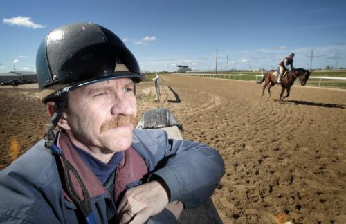 MIKE.DEAL@FREEPRESS.MB.CA 110601 - Wednesday, June 01, 2011 -  Jockey Perry Winters is looking to achieve his 3,000 victory here at the Assiniboia Downs, but so far he has not been getting as many rides compared to the other jockeys. He needed 41 wins to make his 3,000 on opening day, but so far has had only 21 rides and three wins. The leading jockey, Janine Stianson, for example has 68 rides with 12 wins. MIKE DEAL / WINNIPEG FREE PRESS