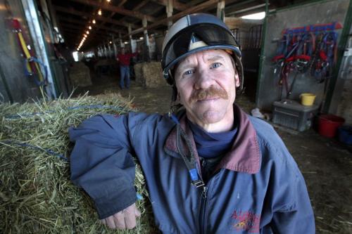 MIKE.DEAL@FREEPRESS.MB.CA 110601 - Wednesday, June 01, 2011 -  Jockey Perry Winters is looking to achieve his 3,000 victory here at the Assiniboia Downs, but so far he has not been getting as many rides compared to the other jockeys. He needed 41 wins to make his 3,000 on opening day, but so far has had only 21 rides and three wins. The leading jockey, Janine Stianson, for example has 68 rides with 12 wins. MIKE DEAL / WINNIPEG FREE PRESS