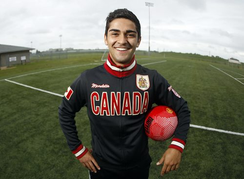 TREVOR HAGAN / WINNIPEG FREE PRESS - Kenny Sacramento, 21, a striker for the WSA Winnipeg soccer team. 11-06-15
