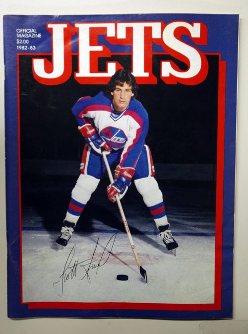 Winnipeg Free Press / University of Manitoba Archives  /  June 22 2011 - in pic  Jets hockey program from 1982-83 season Featuring Scott Arniel  on the cover    -  - Jets  - Photo Book Project - Wpg Winnipeg Jets Hockey Club - NHL National Hockey League return -  ( kgjets brings up all Wpg Jets recovered photos in Merlin new book project pics will have slug newjets ( 147 new photos added June 2011  -  for archive pics put in after june 7 2011) - ***These next Photos slugged newjets2 for photos afterJune 14 20011 )  photos cannot be  published without written permission from the Winnipeg Free Press and credit must include  the Winnipeg Free Press and photographer with each photo - KEN GIGLIOTTI