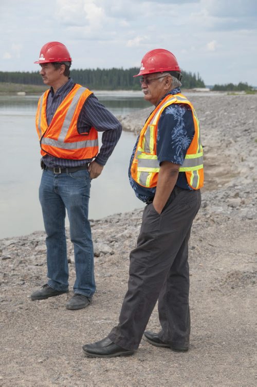 HADAS.PARUSH@FREEPRESS.MB.CA - Elder Jimmy Hunter (right) and Councillor Marcel Moody are on the partnership board for the Wuskwatim hydro generation project. HADAS PARUSH / WINNIPEG FREE PRESS, JUNE 23, 2011.