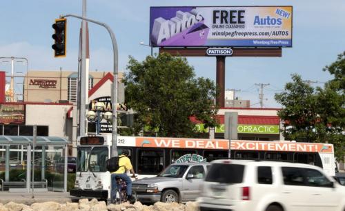 MIKE.DEAL@FREEPRESS.MB.CA 110628 - Tuesday, June 28, 2011 -  The large LED sign over looks the intersection of Marion and St. Mary's Road. See Bartley Kives story MIKE DEAL / WINNIPEG FREE PRESS