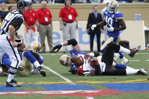 in first half CFL action in Winnipeg, Thursday, July 14, 2011.   John Woods/Winnipeg Free Press