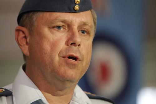 Norad commanding officer Major-General Alain Parent talks about the new Jets logo and what it means to the air force in Winnipeg, Saturday, July 23, 2011.  John Woods/Winnipeg Free Press