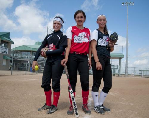 Shortstop second baseman, Makensy Payne, third baseman Haley Studler, and first/second baseman, Olivia Thorleifson will be playing in the Women's national Fast Pitch Championships being held in Winnipeg on August 14-21. Hadas Parush / Winnipeg Free Press